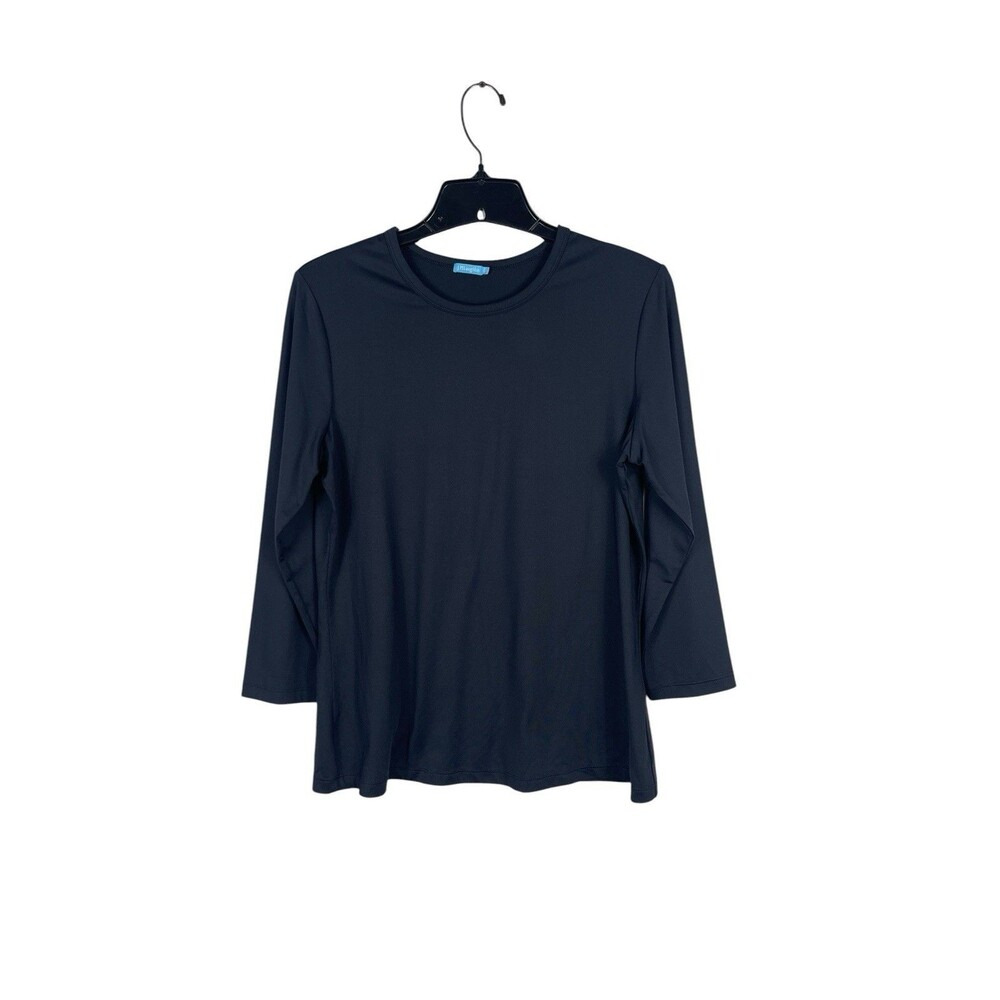 J McLaughlin Black Catalina Cloth Top Womens L 3/4 Sleeve Minimalist Travel